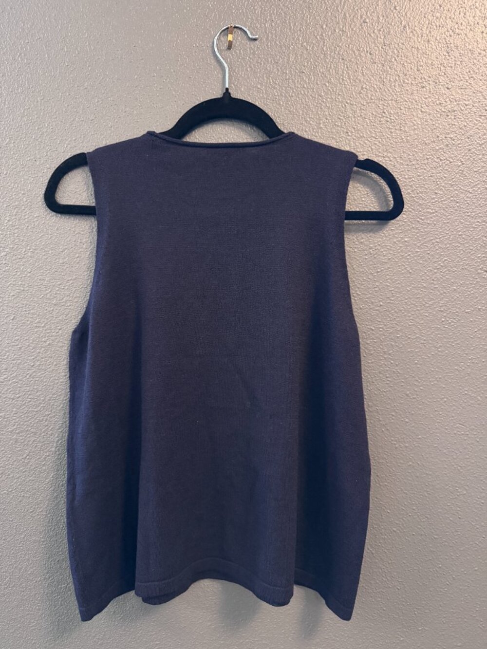 Navy Linen Blend Tank Top - Eileen Fisher - Picture 2 of 3
